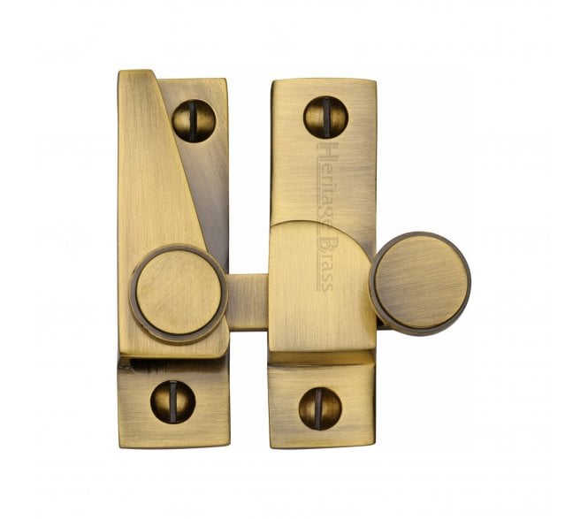 Heritage Brass V1106 Lined Hook Sash Fastener - Antique Brass