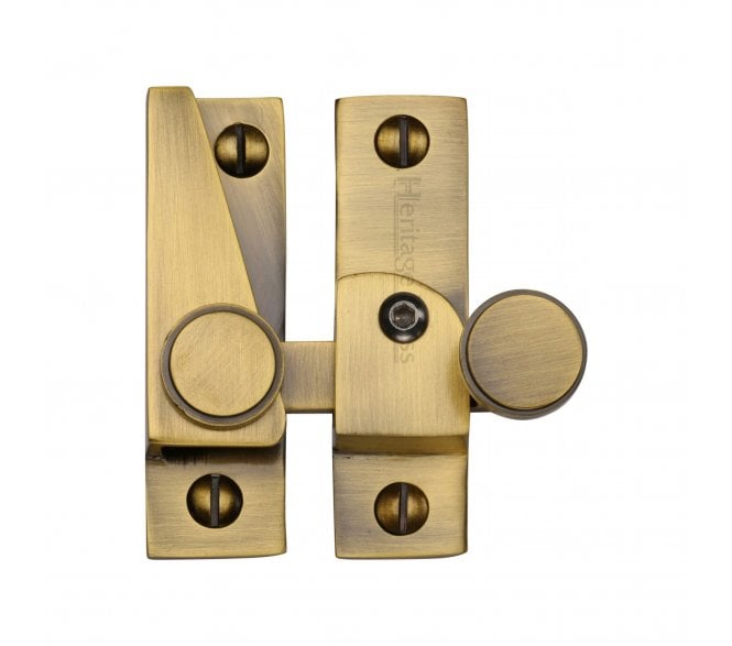 Heritage Brass V1106L Lined Hook Sash Fastener (Lockable) - Antique Brass