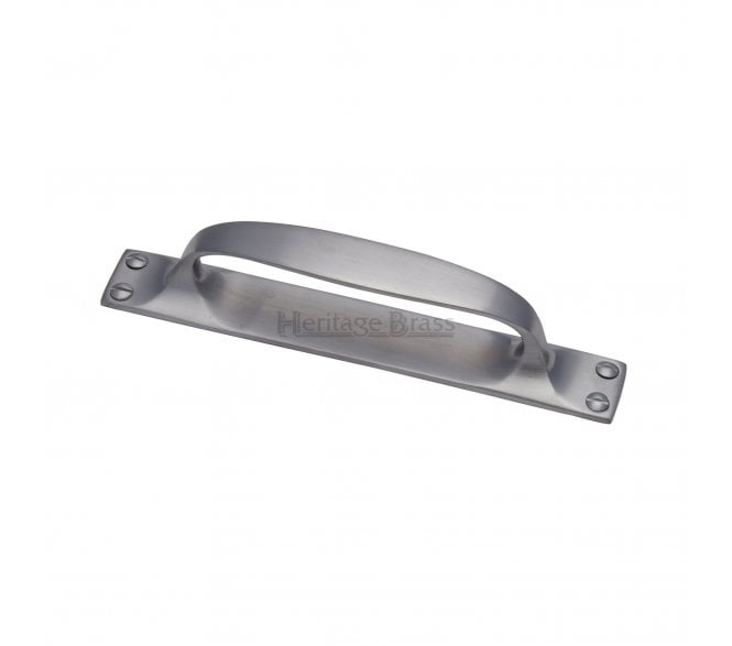 Heritage Brass V1142 Cabinet Pull Handle On Plate 172mm - Satin Chrome
