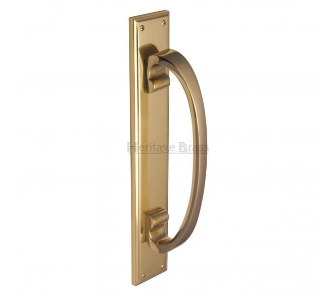 Heritage Brass V1162 Large Pull Handle On 460x76mm Backplate - Polished Brass