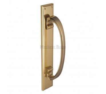 Heritage Brass V1162 Large Pull Handle On 460x76mm Backplate - Polished Brass