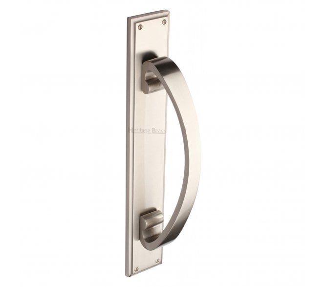 Heritage Brass V1162 Large Pull Handle On 460x76mm Backplate - Satin Nickel