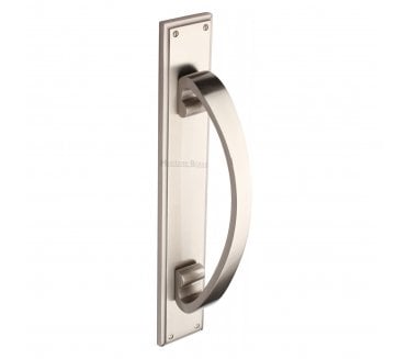 Heritage Brass V1162 Large Pull Handle On 460x76mm Backplate - Satin Nickel