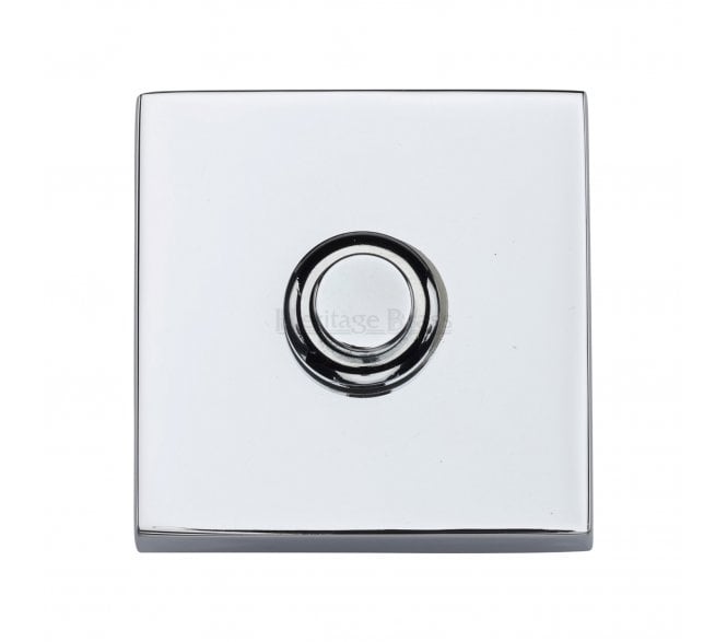 Heritage Brass V1188 Square Bell Push - Polished Chrome