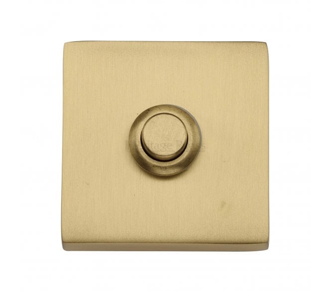 Heritage Brass V1188 Square Bell Push - Satin Brass