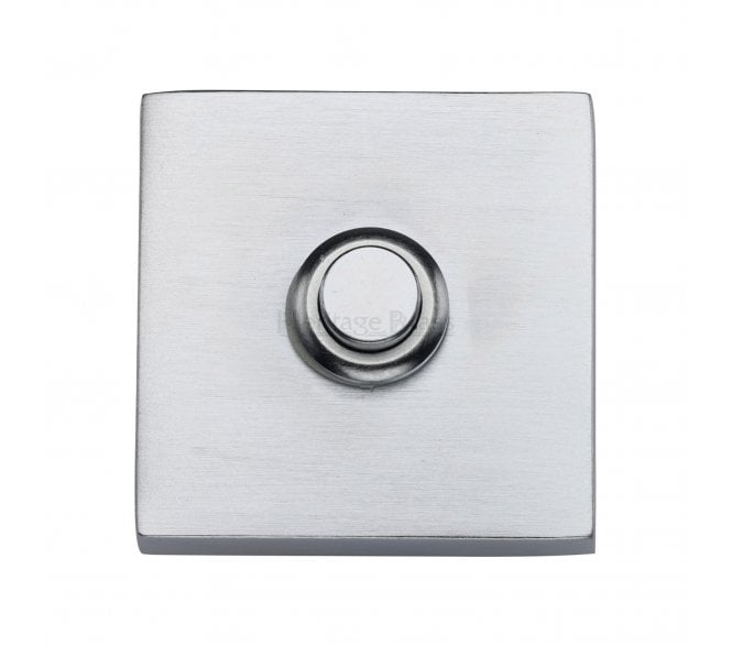 Heritage Brass V1188 Square Bell Push - Satin Chrome