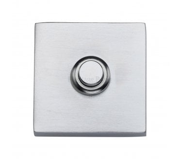 Heritage Brass V1188 Square Bell Push - Satin Chrome