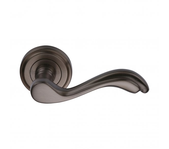 Heritage Brass V1601 Lisboa Door Handles On Round Rose - Matt Bronze