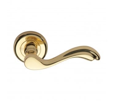 Heritage Brass V1601 Lisboa Door Handles On Round Rose - Polished Brass