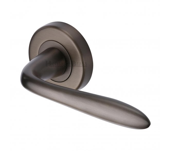Heritage Brass V1750 Sutton Door Handles On Round Rose - Matt Bronze