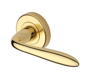 Heritage Brass V1750 Sutton Door Handles On Round Rose - Polished Brass