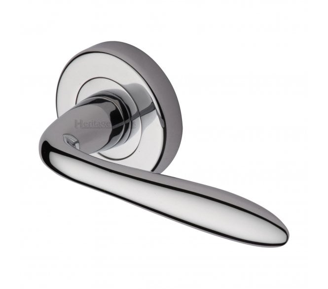 Heritage Brass V1750 Sutton Door Handles On Round Rose - Polished Chrome