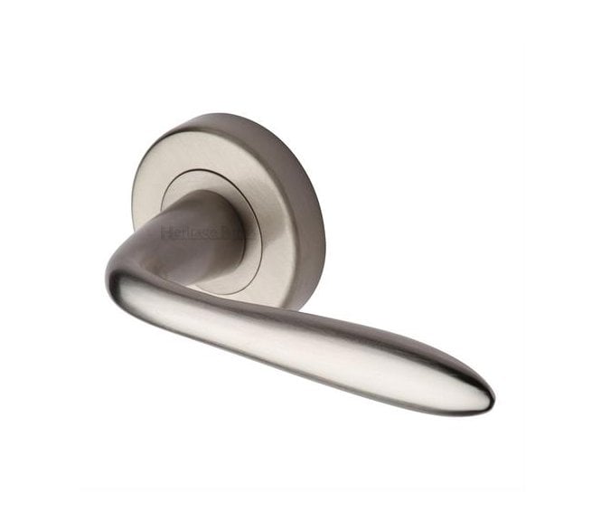Heritage Brass V1750 Sutton Door Handles On Round Rose - Satin Nickel