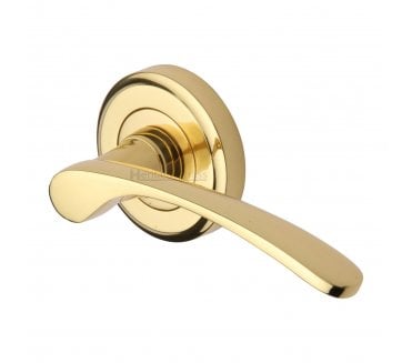 Heritage Brass V1900 Sophia Door Handles On Round Rose - Polished Brass