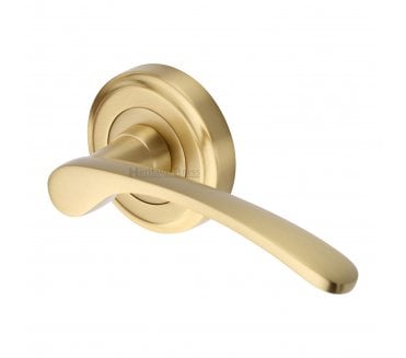 Heritage Brass V1900 Sophia Door Handles On Round Rose - Satin Brass