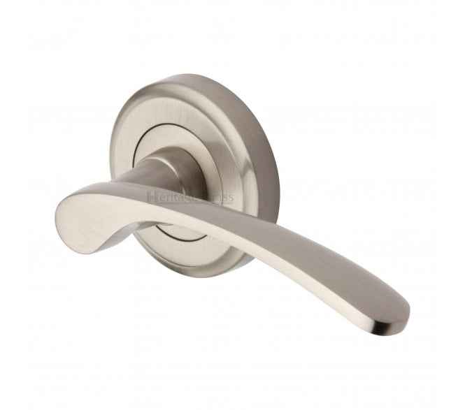 Heritage Brass V1900 Sophia Door Handles On Round Rose - Satin Nickel