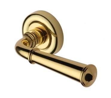 Heritage Brass V1932 Colonial Door Handles On Round Rose - Polished Brass