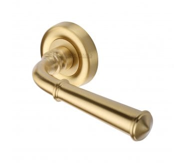 Heritage Brass V1932 Colonial Door Handles On Round Rose - Satin Brass