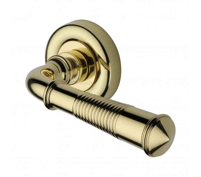 Heritage Brass V1936 Reeded Colonial Lever On Rose - Polished Brass