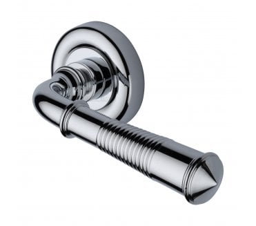 Heritage Brass V1936 Reeded Colonial Lever On Rose - Polished Chrome
