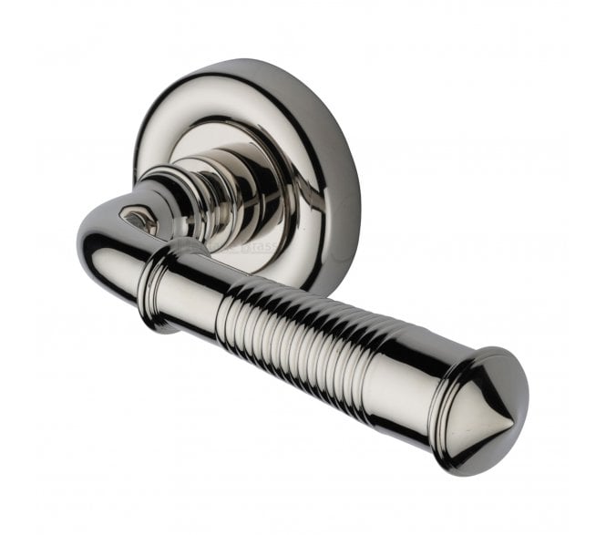 Heritage Brass V1936 Reeded Colonial Lever On Rose - Polished Nickel