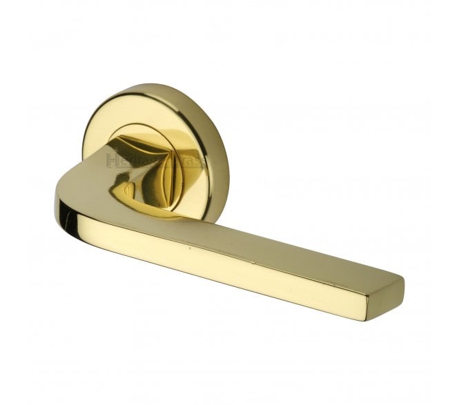 Heritage Brass V2015 Bellagio Door Handles On Round Rose - Polished Brass