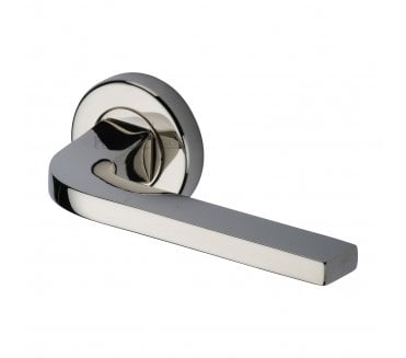Heritage Brass V2015 Bellagio Door Handles On Round Rose - Polished Nickel