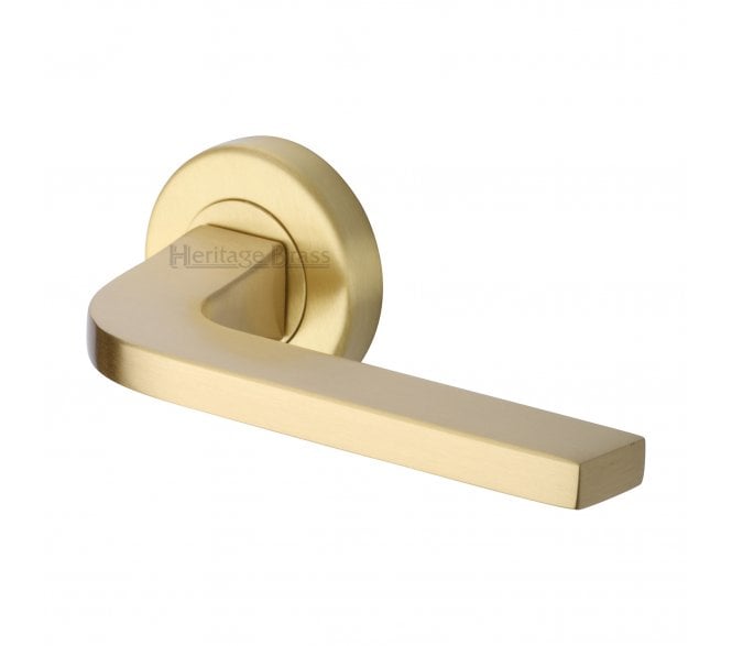 Heritage Brass V2015 Bellagio Door Handles On Round Rose - Satin Brass