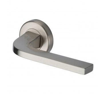 Heritage Brass V2015 Bellagio Door Handles On Round Rose - Satin Nickel