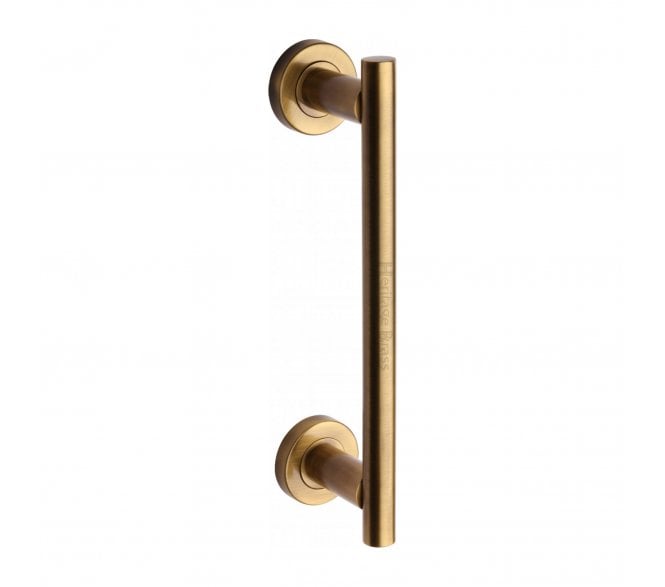 Heritage Brass V2057 Bar Pull Handle On Roses 278mm - Antique Brass