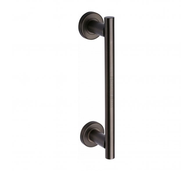 Heritage Brass V2057 Bar Pull Handle On Roses 278mm - Matt Bronze