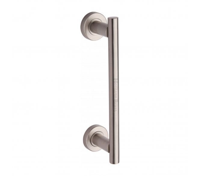 Heritage Brass V2057 Bar Pull Handle On Roses 278mm - Satin Nickel