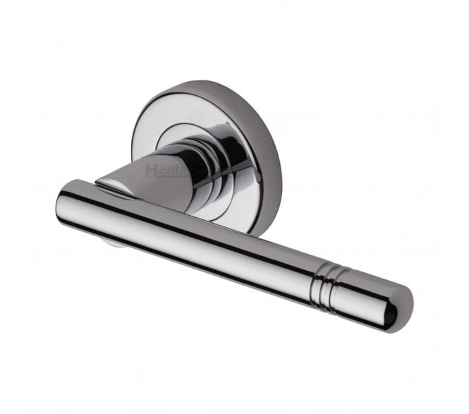 Heritage Brass V2100  Alicia Door Handles On Round Rose - Polished Chrome