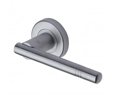Heritage Brass V2100  Alicia Door Handles On Round Rose - Satin Chrome