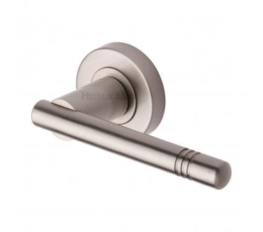 Heritage Brass V2100  Alicia Door Handles On Round Rose - Satin Nickel