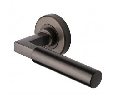 Heritage Brass V2259 Bauhaus Door Handles On Round Rose - Matt Bronze