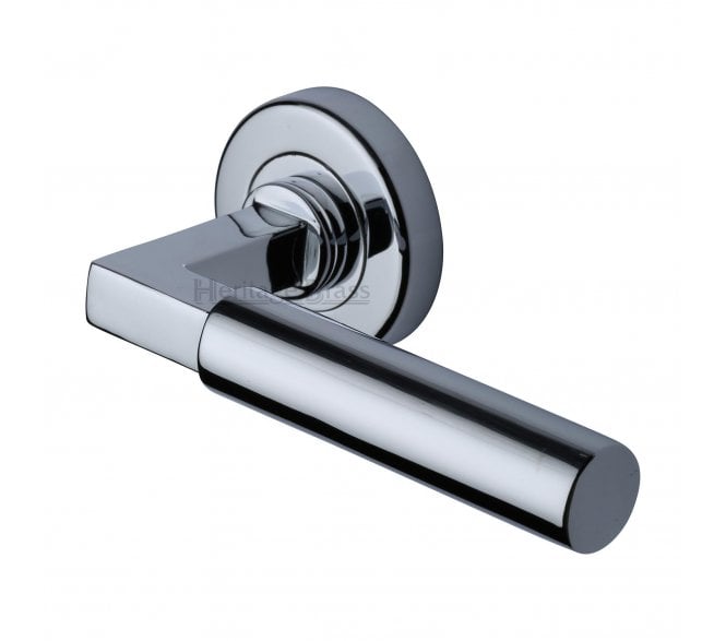 Heritage Brass V2259 Bauhaus Door Handles On Round Rose - Polished Chrome