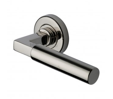 Heritage Brass V2259 Bauhaus Door Handles On Round Rose - Polished Nickel