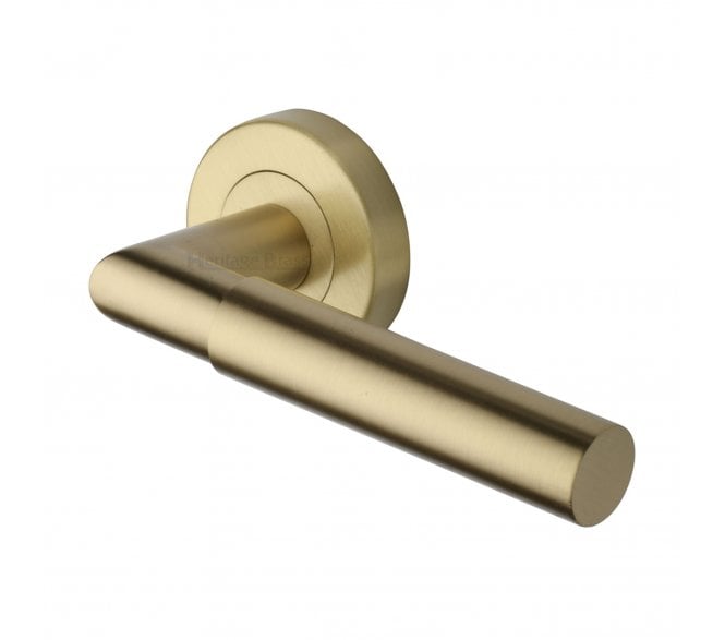 Heritage Brass V2270 Bauhaus Mitred Lever on Rose - Satin Brass