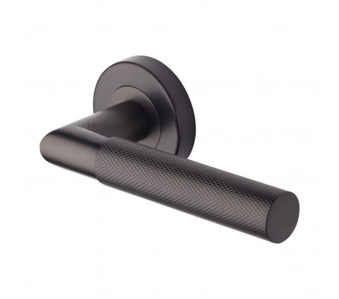 Heritage Brass V2272 Bauhaus Mitred Knurled Lever on Rose - Matt Bronze