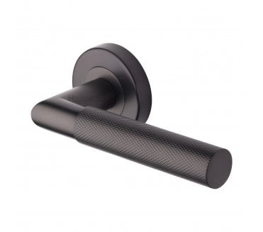Heritage Brass V2272 Bauhaus Mitred Knurled Lever on Rose - Matt Bronze