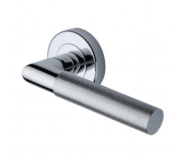 Heritage Brass V2272 Bauhaus Mitred Knurled Lever on Rose - Polished Chrome