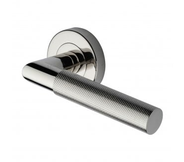 Heritage Brass V2272 Bauhaus Mitred Knurled Lever on Rose - Polished Nickel