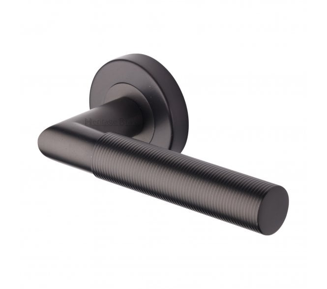 Heritage Brass V2274 Bauhaus Mitred Reeded Lever on Rose - Matt Bronze