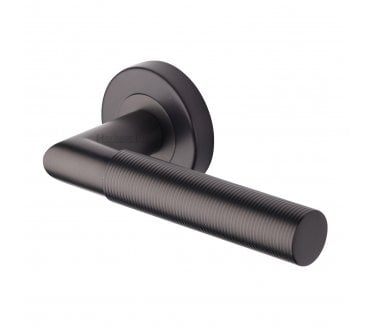 Heritage Brass V2274 Bauhaus Mitred Reeded Lever on Rose - Matt Bronze