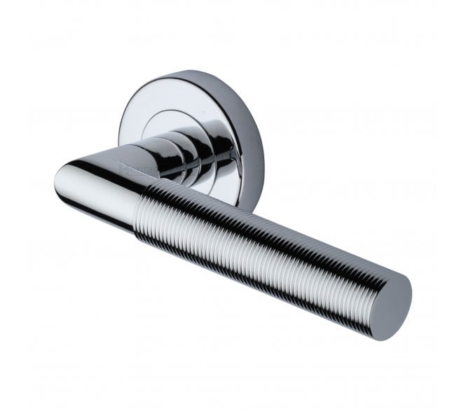 Heritage Brass V2274 Bauhaus Mitred Reeded Lever on Rose - Polished Chrome