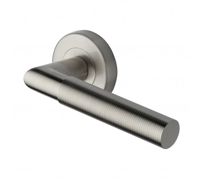 Heritage Brass V2274 Bauhaus Mitred Reeded Lever on Rose - Satin Nickel