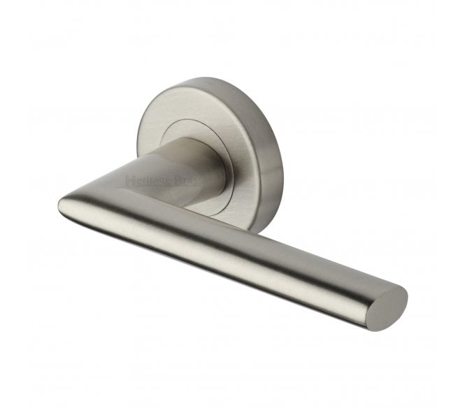Heritage Brass V2355 Admilralty Lever Handle On Rose - Satin Nickel