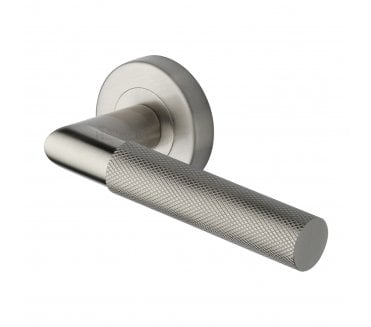 Heritage Brass V2722 Bauhaus Mitred Knurled Lever on Rose - Satin Nickel