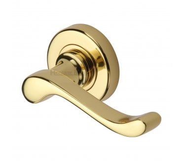 Heritage Brass V3010 Bedford Door Handles On Round Rose - Polished Brass